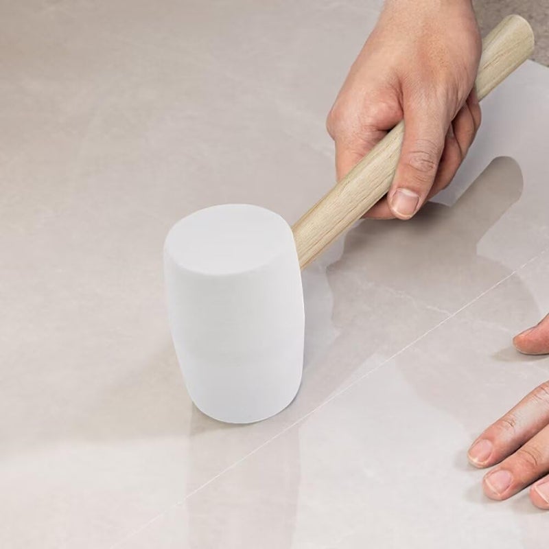 Gunpla Rubber Mallet - 12 oz Anti-Slip Wooden Handle Soft Double Face White Rubber Head Mallet for DIY, Tile Setting, Laminate Flooring Installs & More - Image 3